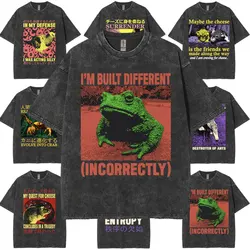 Built Different Incorrectly Frog Meme Tshirt Japanese The Horrors Frogs Retro Graphic T-shirt Men Harajuku Fashion Loose T Shirt