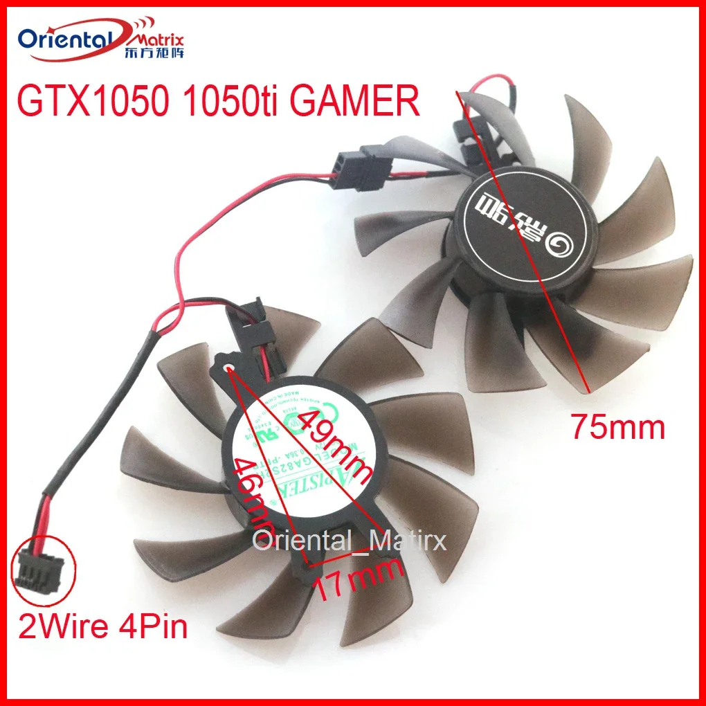 Free Shipping GA82S2H 75mm 49*46*17mm 0.36AMP 2Wires 4Pins For Galaxy GTX1050 1050ti GAMER Graphics Video Card VGA Fan