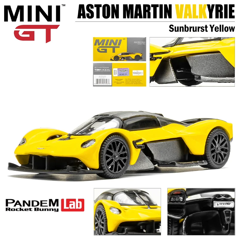 MINIGT Scale 1/64 ASTON MARTIN VALK YRIE Sunbrurst Yellow Alloy Toy Motor Vehicle Diecast Metal Model Gifts