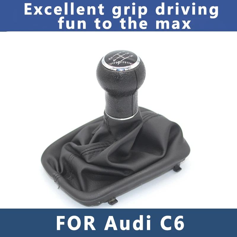 

5-speed Dust Cover Set for Audi C6 Gear Head Black Leather Gear Shift Handball Automotive Accessories