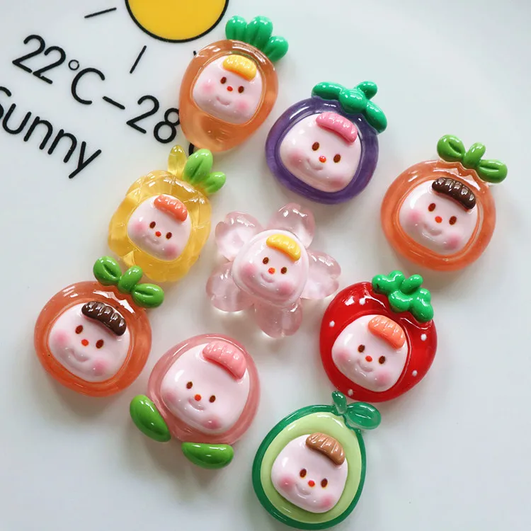 10 Pcs New Kawaii Cute Cartoon Fruits Candy Flat Back Resin Scrapbooking Diy Wedding Hairpin Decoration Accessories Craft