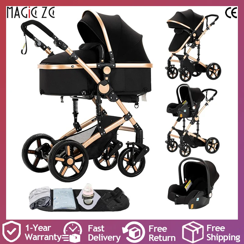 3 en 1 bébé poussette compacte nouveau-nés système de voyage poussette multifonctionnelle poussette 