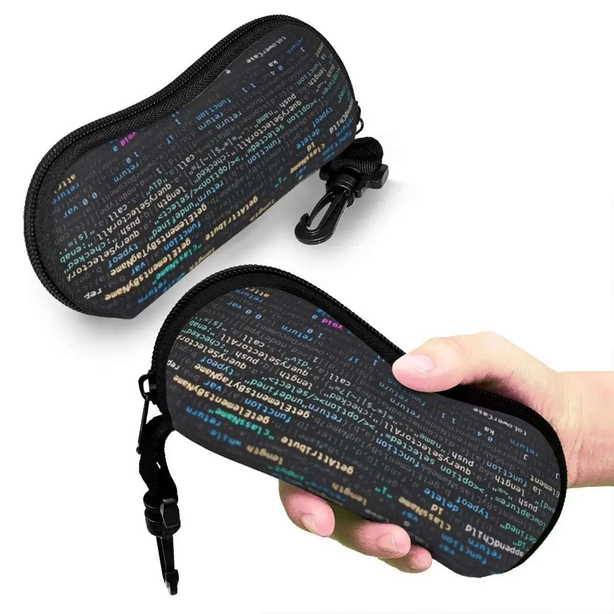 

Software Developer Programming Code On Black Background Shell Glasses Case Sunglasses Box Women Men Soft Eyeglasses Bag Pouch