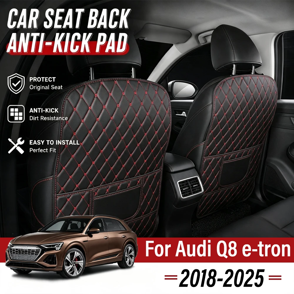 Easy Clean PU Anti Kick Mat Pads For Audi Q8 e-tron 2018-2025, Two Color Choice Waterproof, Quick Install Full Coverage
