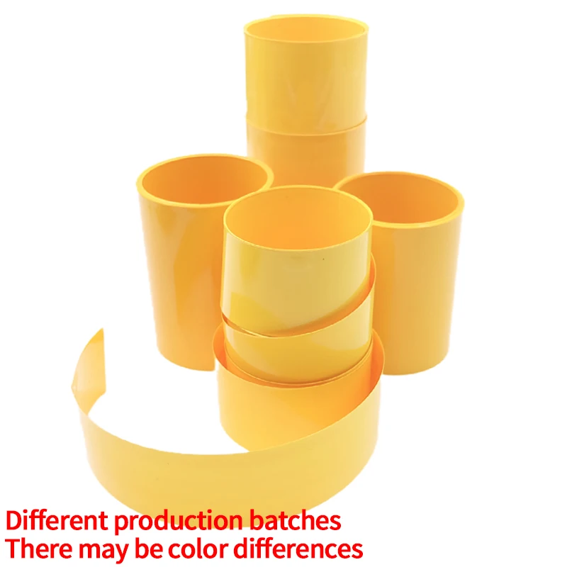 18650 Lipo Battery PVC Heat Shrink Tube Pack 25mm ~ 110mm Insulation Film Wrap Lithium Case Protection Cable Sleeve Yellow