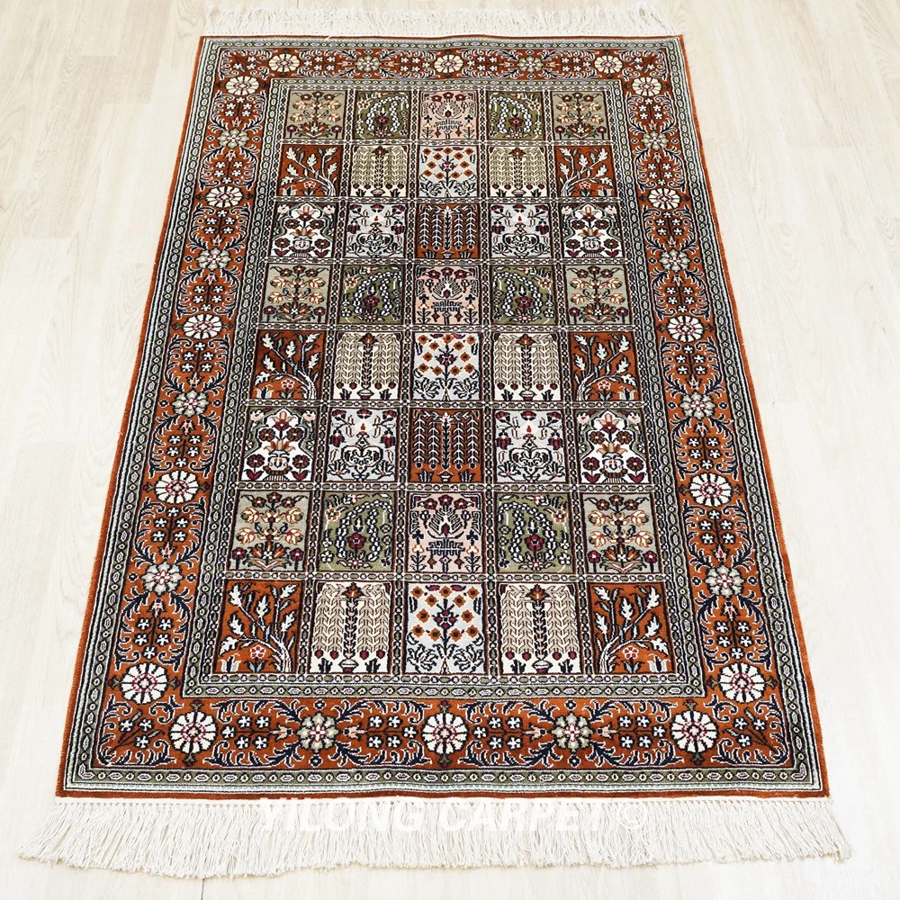 91x152cm Small Kashmir Silk Handmade Area Rug Oriental Carpet (YJH141AB)