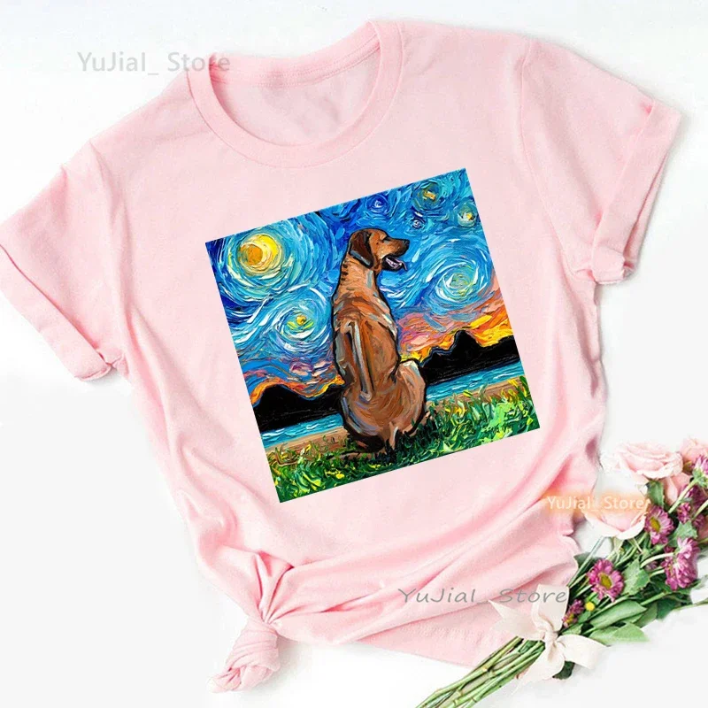 Starry Sky Teddy print pink t shirt girls Chihuahua/ Bulldog/Aussie/Yorkshire Terrier/Cat/Rabbit/dolphin dog tshirt women tops