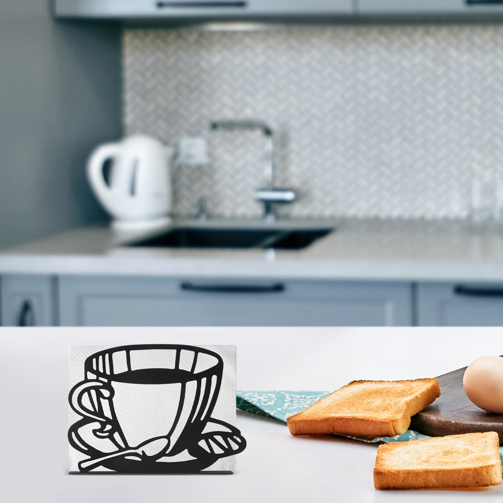 

Metal Coffee Cup Napkin Holder Black Color Storage Rack for Table Home Decor Party Paper Tissue Stand Organizer