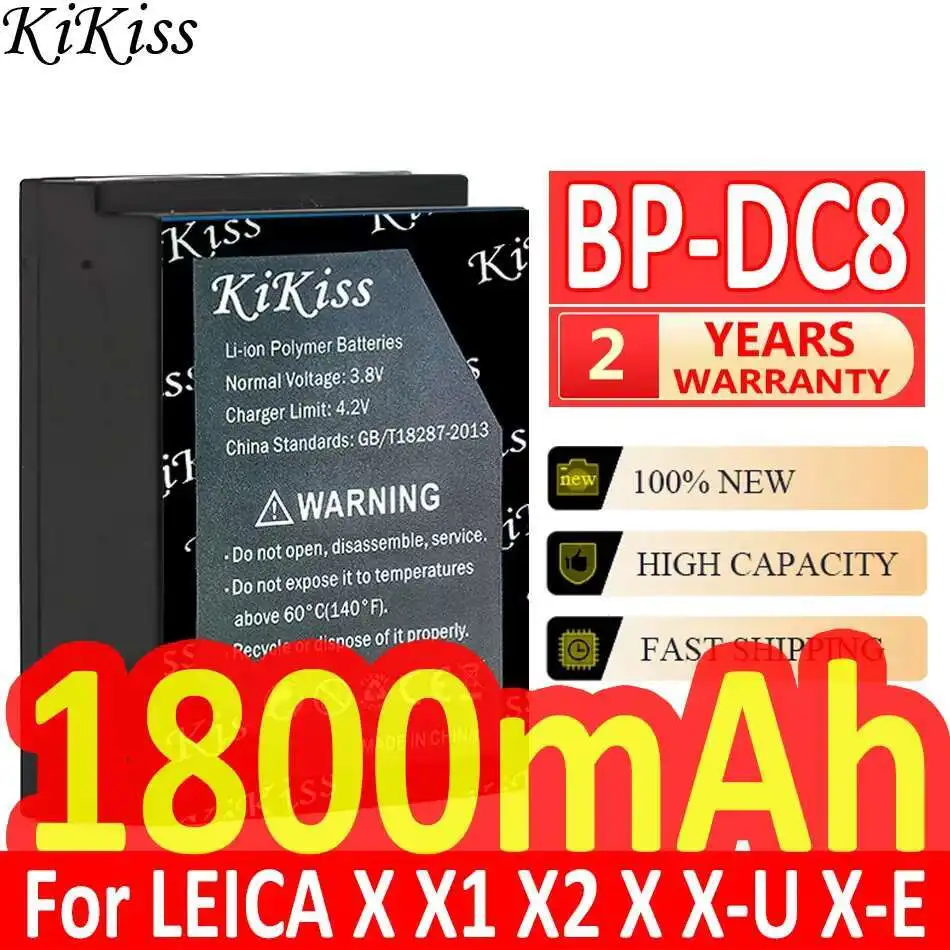 Мощный аккумулятор KiKiss BP-DC8 BPDC8 емкостью 1800 мАч для камер LEICA X Vario X1 X2 Typ113 X-U Typ113 X-E Typ102 Typ107
