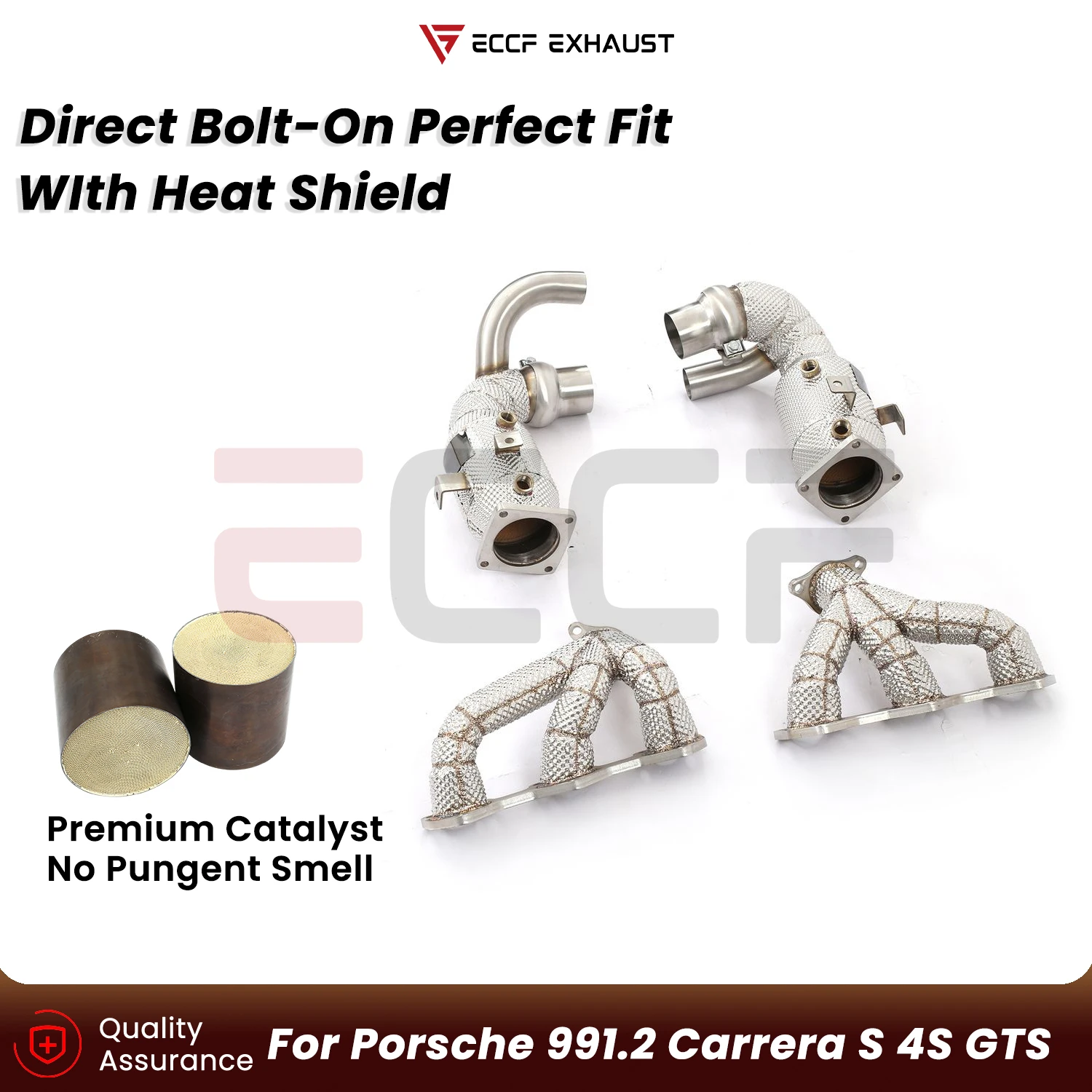 Sporty Stainless Steel Headers&Downpipe With Heat Shield For Porsche 991.2 Carrera S 4S GTS Aggressive Sound Plug and Play