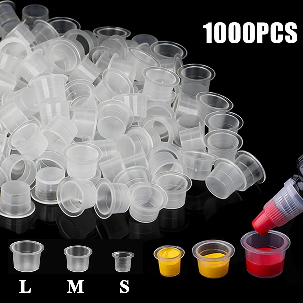 

Usiriy 1000pcs Tattoo Ink Caps Disposable Plastic Caps for Beauty Art Tattoo Makeup Container Ink Cups Accessories