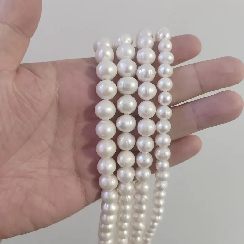 8-12mm Natural White Freshwater Pearl Loose Beads Stone Approximately Round Shape Necklace Bracelet Jewelry Accessories