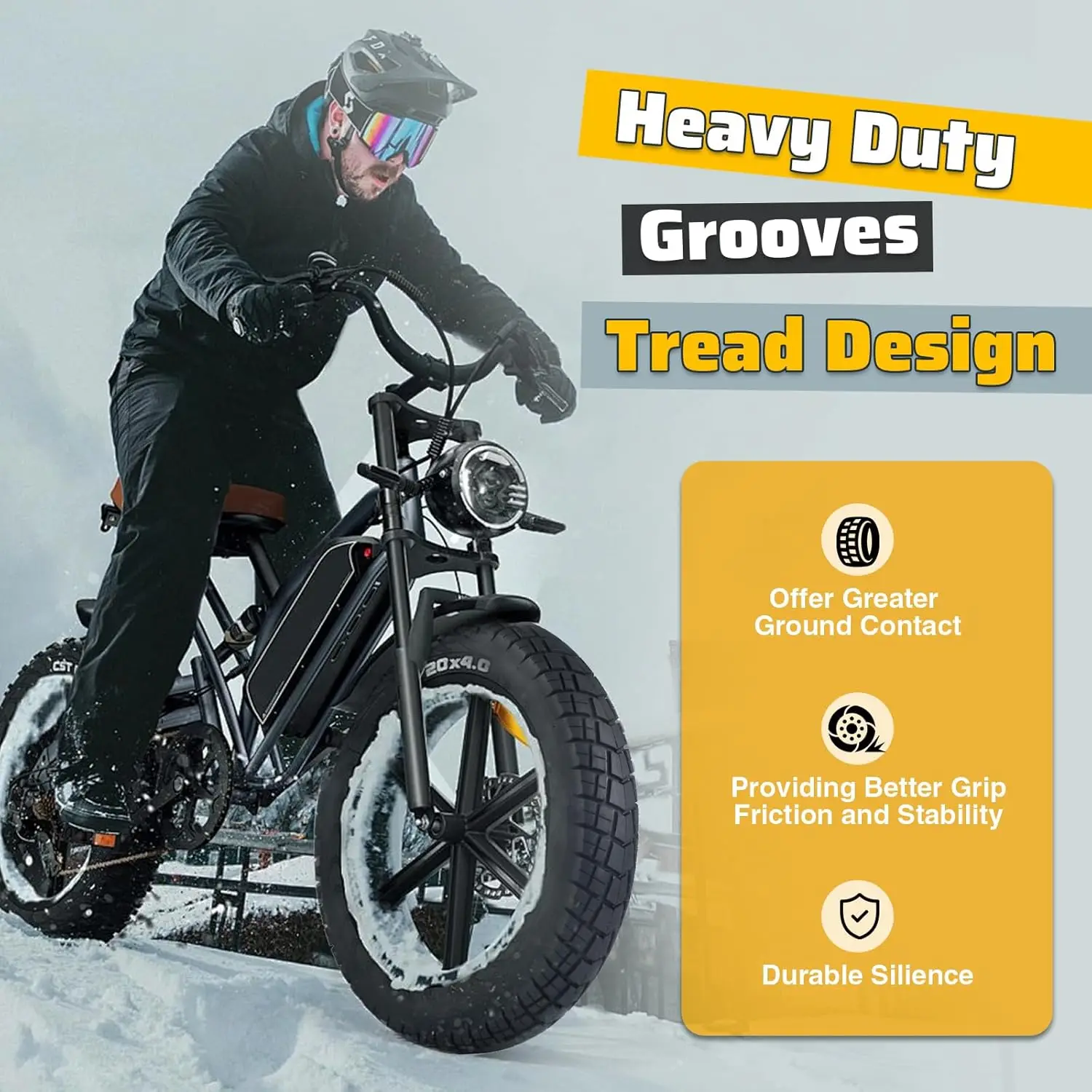 ZUKKA 16/20/26x4.0 Fatbike-Reifen 2er-Pack, Hochdichte, Robuste, Faltbare Ersatzreifen für Mountainbikes & E-Bikes – Detail 5