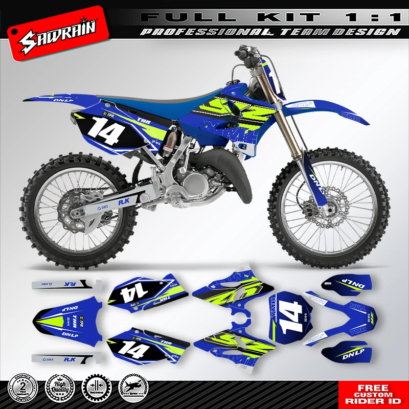 Sawrain Motorcycle Sticker Custom Team Graphics Decals Kit For YAMAHA YZ125-250 2002 2003 2004 2005 2006 -2014  016