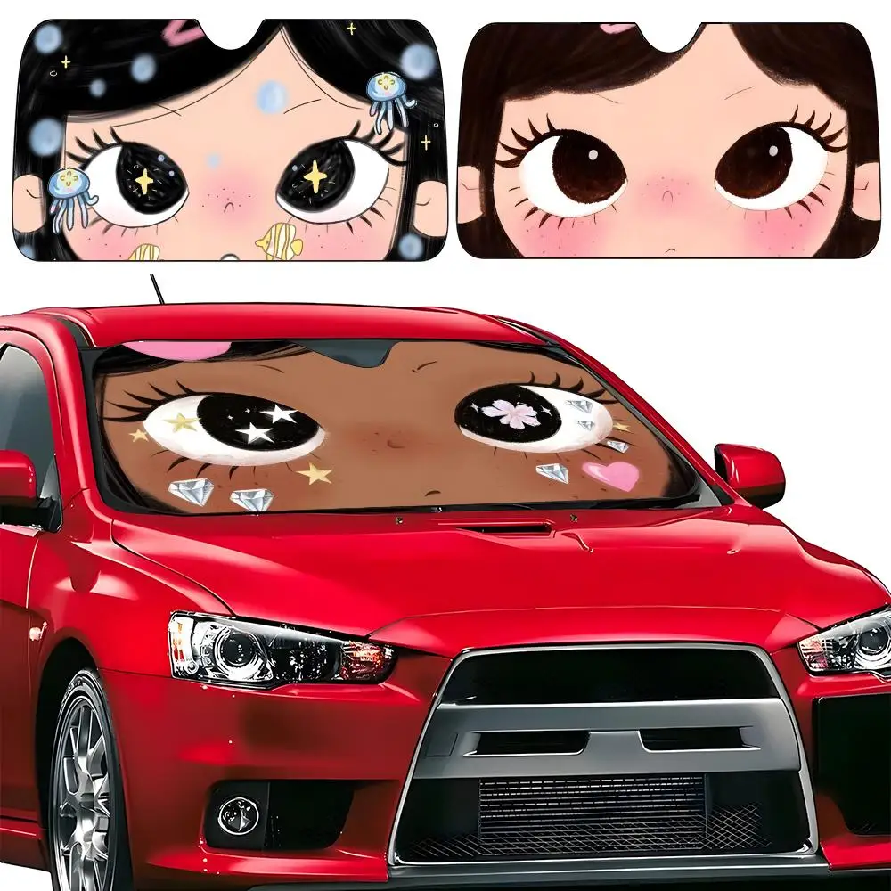 Sun Visor Car sunshades, windshield sun visors, sun protection sunshades, novel car gifts. Little girl with star eyes Xiaoman