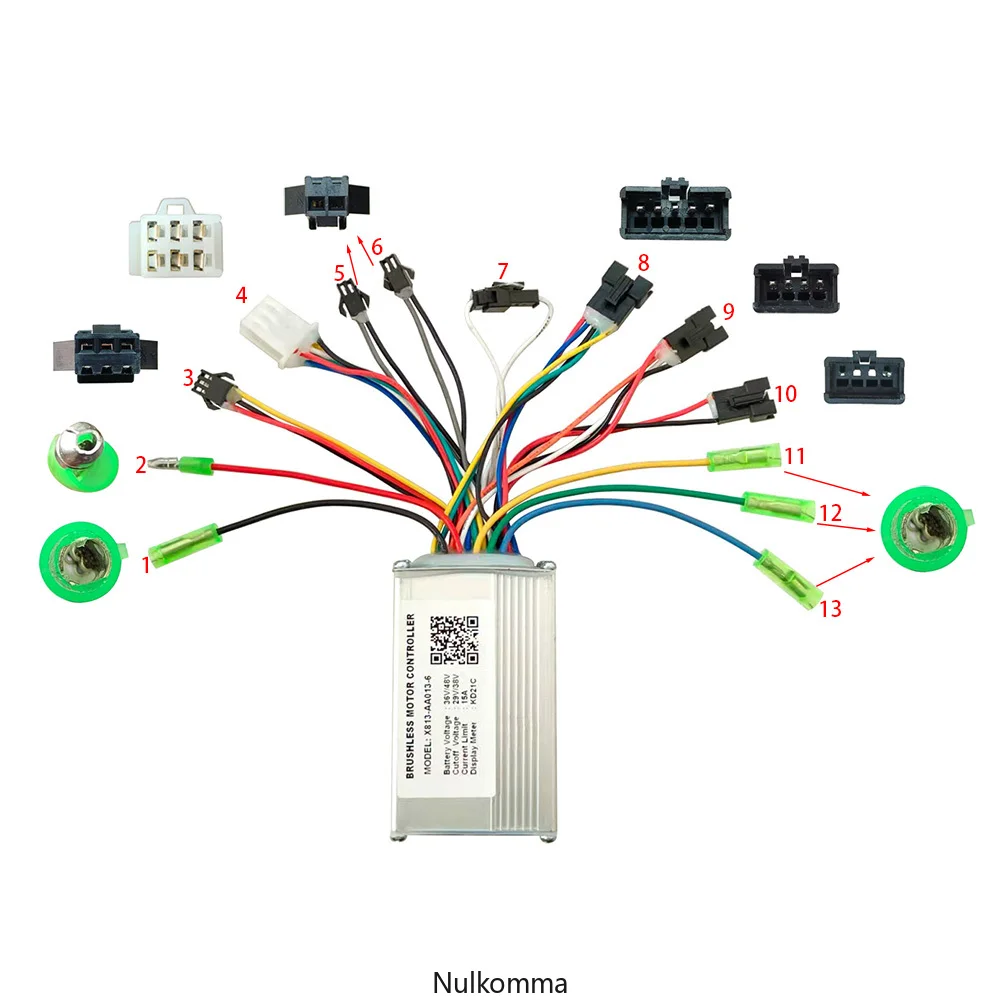 Nulkomma Brushless Motor Controller X813-AA013-6 36/48V 15A E-Bike ScooterUniversal E-Bike Conversion Kit BicycleSpeedController