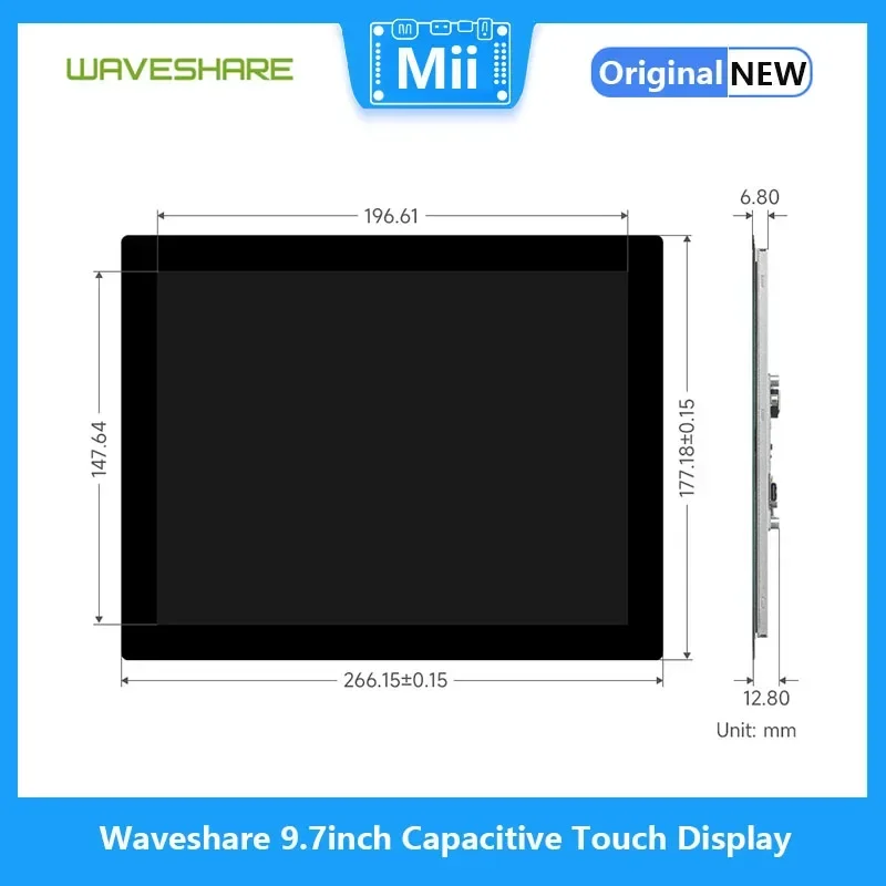 Waveshare 9,7 Zoll kapazitives Touch-Display 768 x 1024, gehärtete Glasscheibe, HDMI-Schnittstelle, IPS-Panel, 10-Punkt-Touch