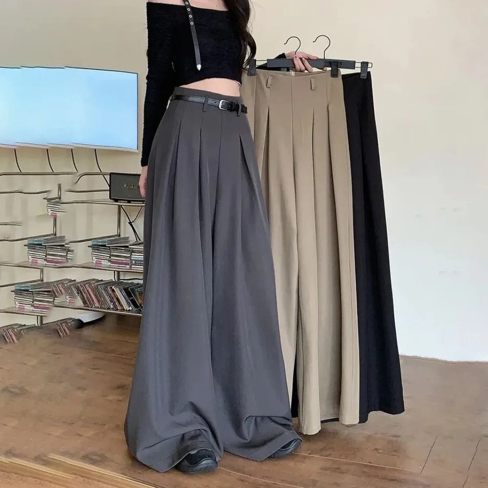 High Waist Draped Loose Women's Wide Leg Pants Casual Suit Pants Spring Summer Fashion Design Sense Long Floor Length Slimming