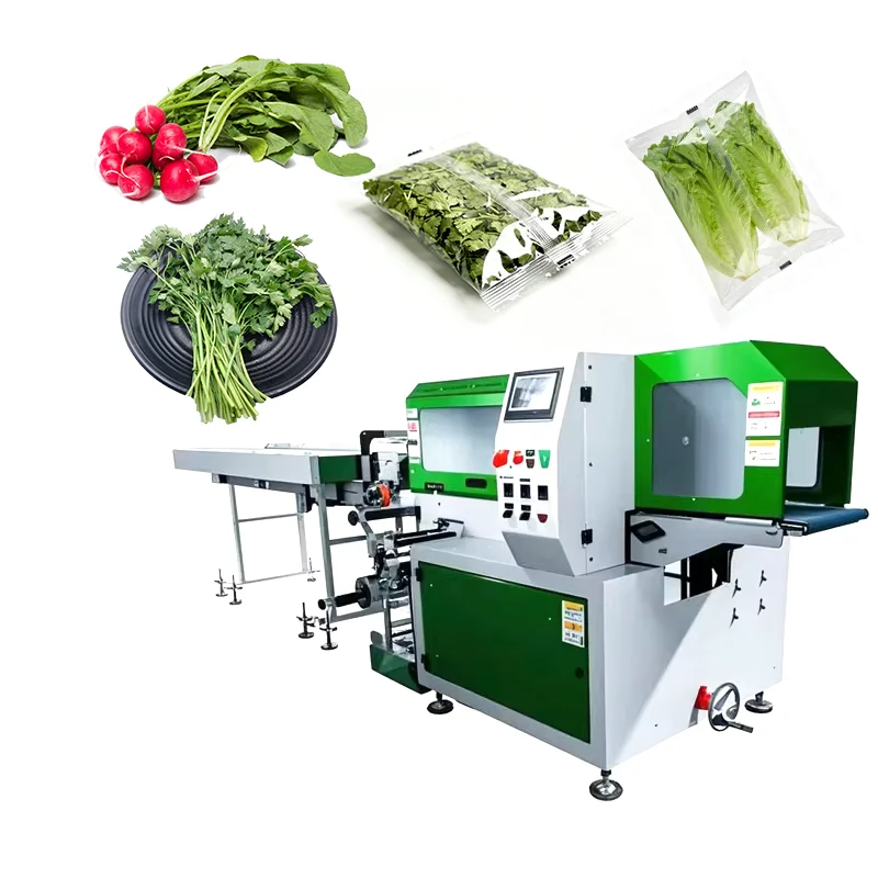 Adjustable Digital Automatic Plastic PE Film Wrapping Sealing Vegetable Food Packaging Machine for Lettuce Coriander Spinach