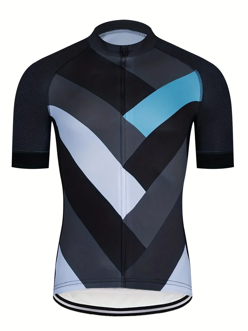 Short-sleeved Cycling Zipper Top Color Print Pattern For Men And Women