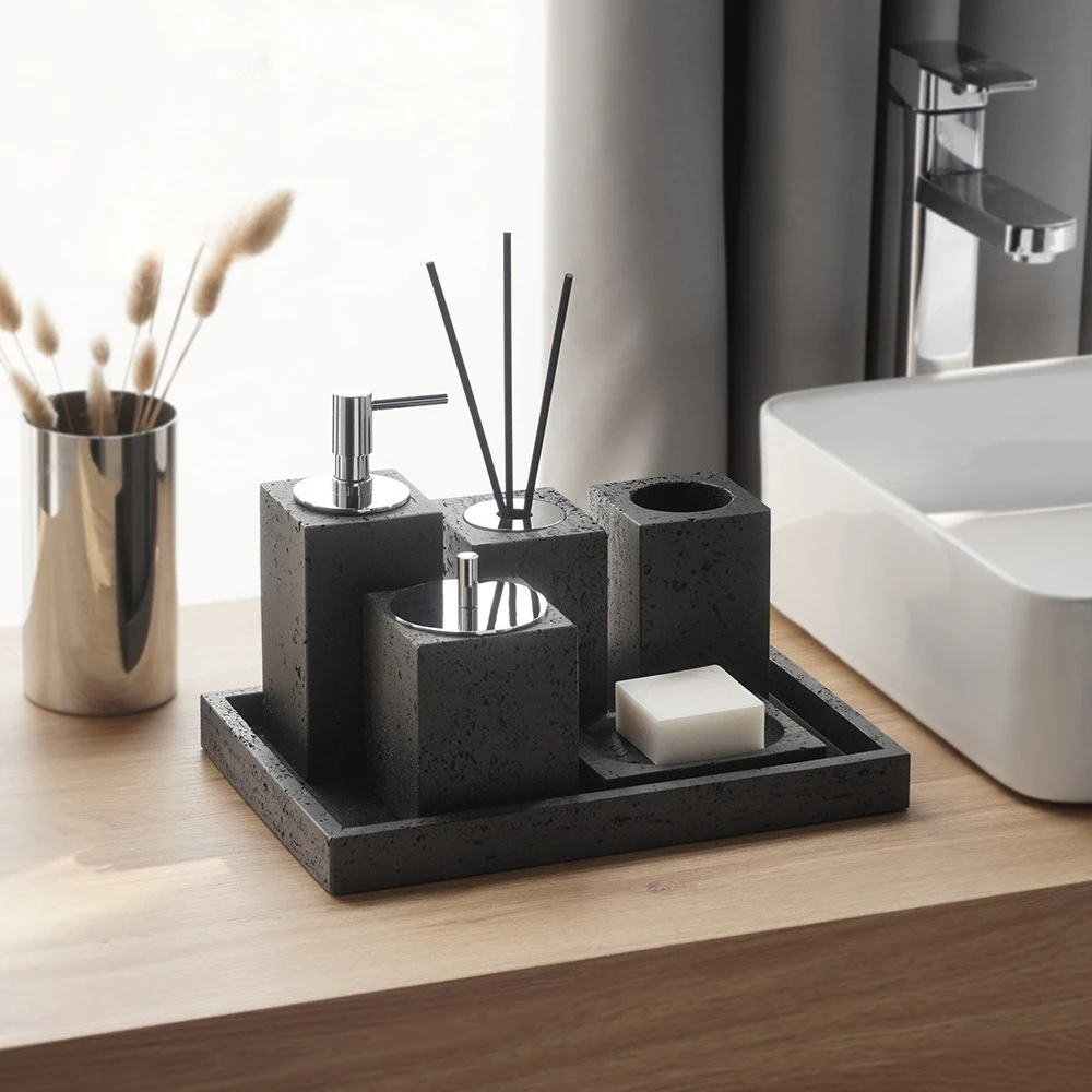 Modern Sandstone Cave Stone Rinse Cup Couple Toothbrush Cup Bathroom Accessories Lotion Bottle Aromatherapy Tray Soap Dispenser