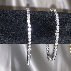 Tennis Bracelet White Gold filled 3-5mm Round Simulated Diamond Bracelets For Women Men Engagement Wedding Gemstone Jewelry