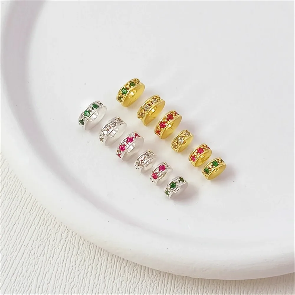 Silver 18K Gold-plated Zirconium Spacer Beads Handcrafted DIY Cultural Play Buddhist Prayer Beads Bracelet Bead Accessories