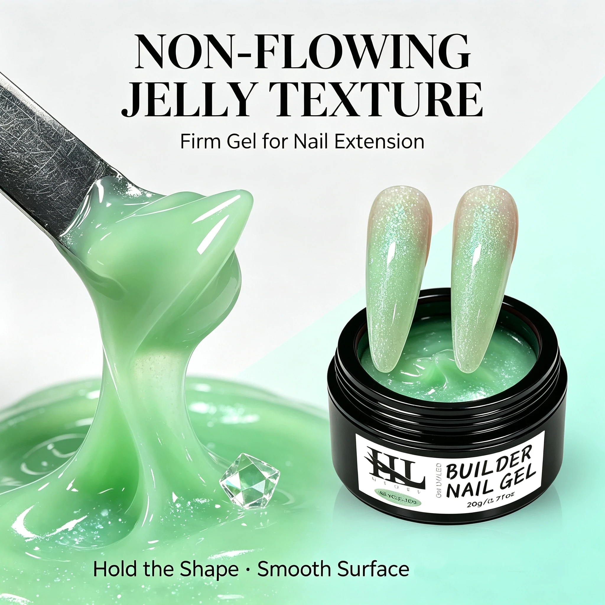 20g Glitter Mint Green Builder - Nail Extension Form recension och pris