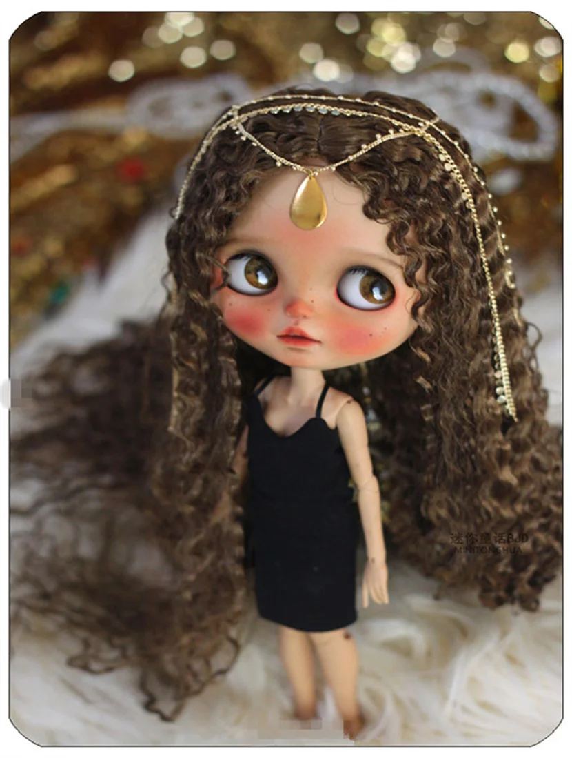 Blythes doll wig for size 1/6 9-10in  Fashionable new vintage big Roll instant noodles with long hair in a mock mohair