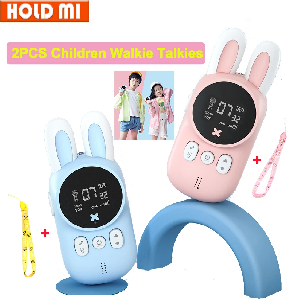 Children's Walkie Talkie Kids Mini Toys Handheld Transceiver 3KM Range UHF Radio Lanyard Interphone Talkie Walkie Birthday Gifts