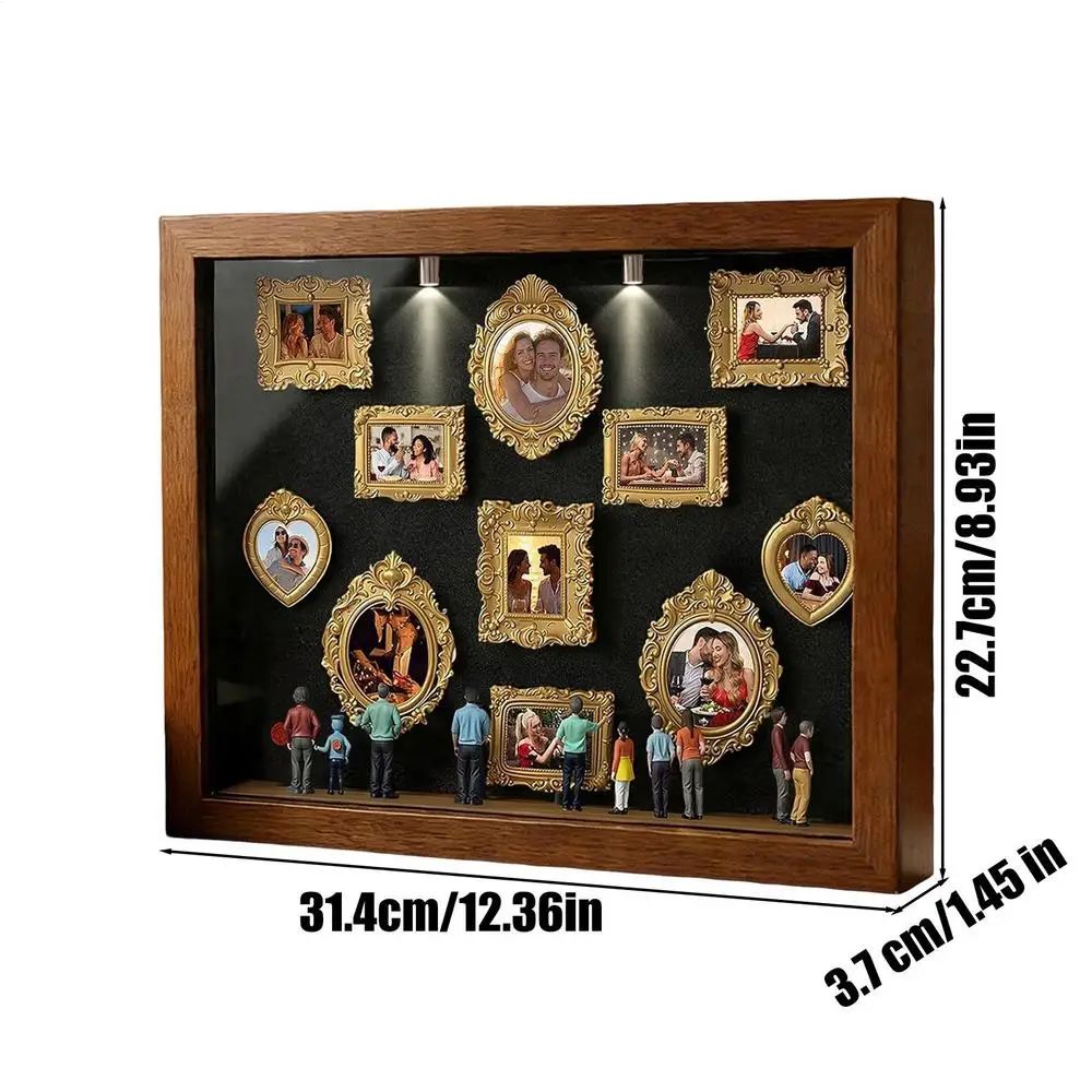 Mini Museum Fotoalbum hars Museum Silhouette Box Stijlvolle Creatieve Herinneringsdisplayset met Miniatuurbeeldje en Goud voor Cadeaus