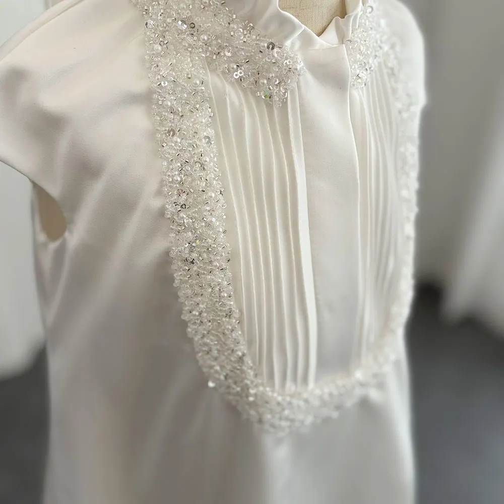 Vestido blanco de lujo de princesa árabe para niña, traje de noche para boda, cumpleaños, fiesta de primera comunión, J296, 2024