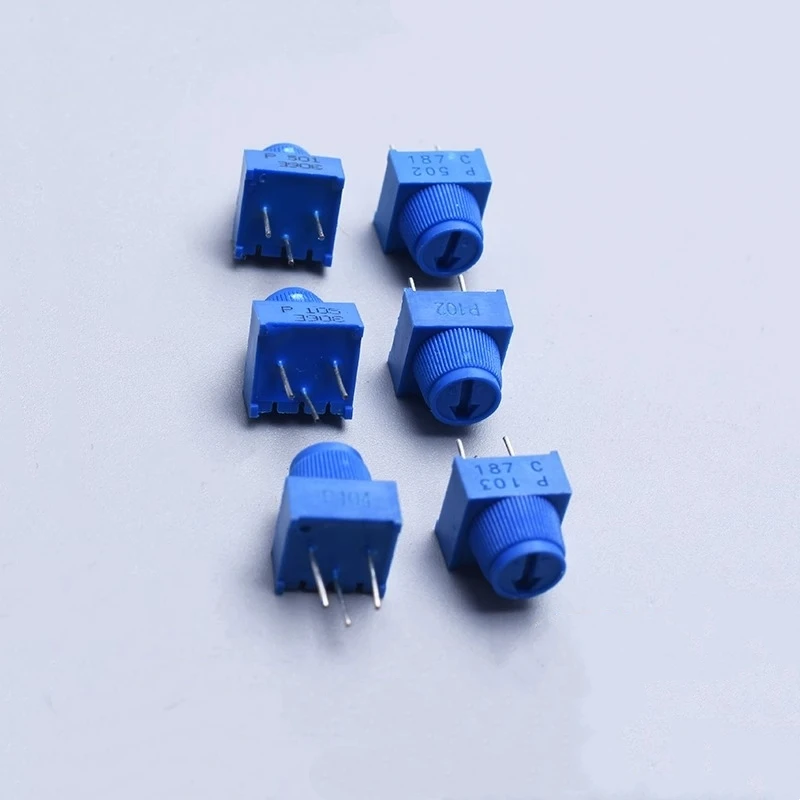 10PCS 3386P-1 Precision Adjustable Potentiometer 1K/5K/10K/50K/100K Top Adjustment Variable Resistor for Circuit Tuning
