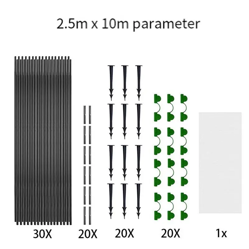 ABNL Outdoor Garden Greenhouse Plant Tunnel Support Frame Crop Protection Kit Fiber Rod Insect Net Arch Set Plant Tools Easy To