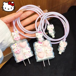 Kawaii Sanrio HelloKitty Charger Box Cartoon 20W Anime Anti Fall Charger Data Cable Anti Breakage Set for IPhone Pro 11 12 Max