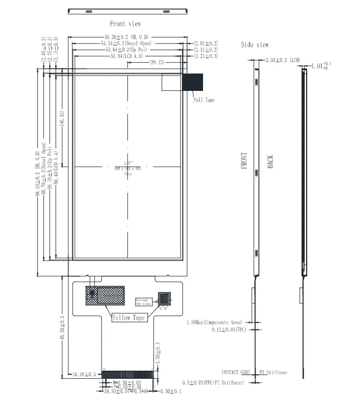 4,0 pulgadas 480x800 ST7701S 3SPI + 16/18/24 bits interfaz RGB ángulo de visión completo IPS LCD