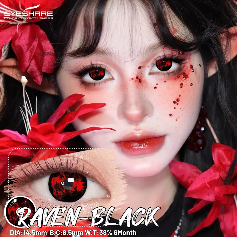 EYESHARE 1 Paar Halloween-Kontaktlinsen Farbige Kontaktlinsen für Augen Anime Rote Augenlinsen Cosplay Schwarze Kontaktlinsen Weiße Linsen