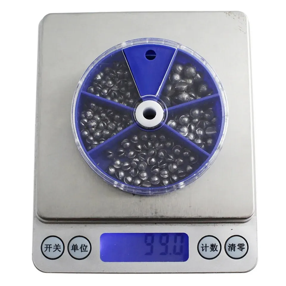 Blei-Angel platinen 205 stücke offener Blei anhänger mit Aufbewahrung sbox 0,2g 0,3g 0,4g 0,6g 0,8g zum Gießen und Tiefwasser fischen Pesca – Detail 4