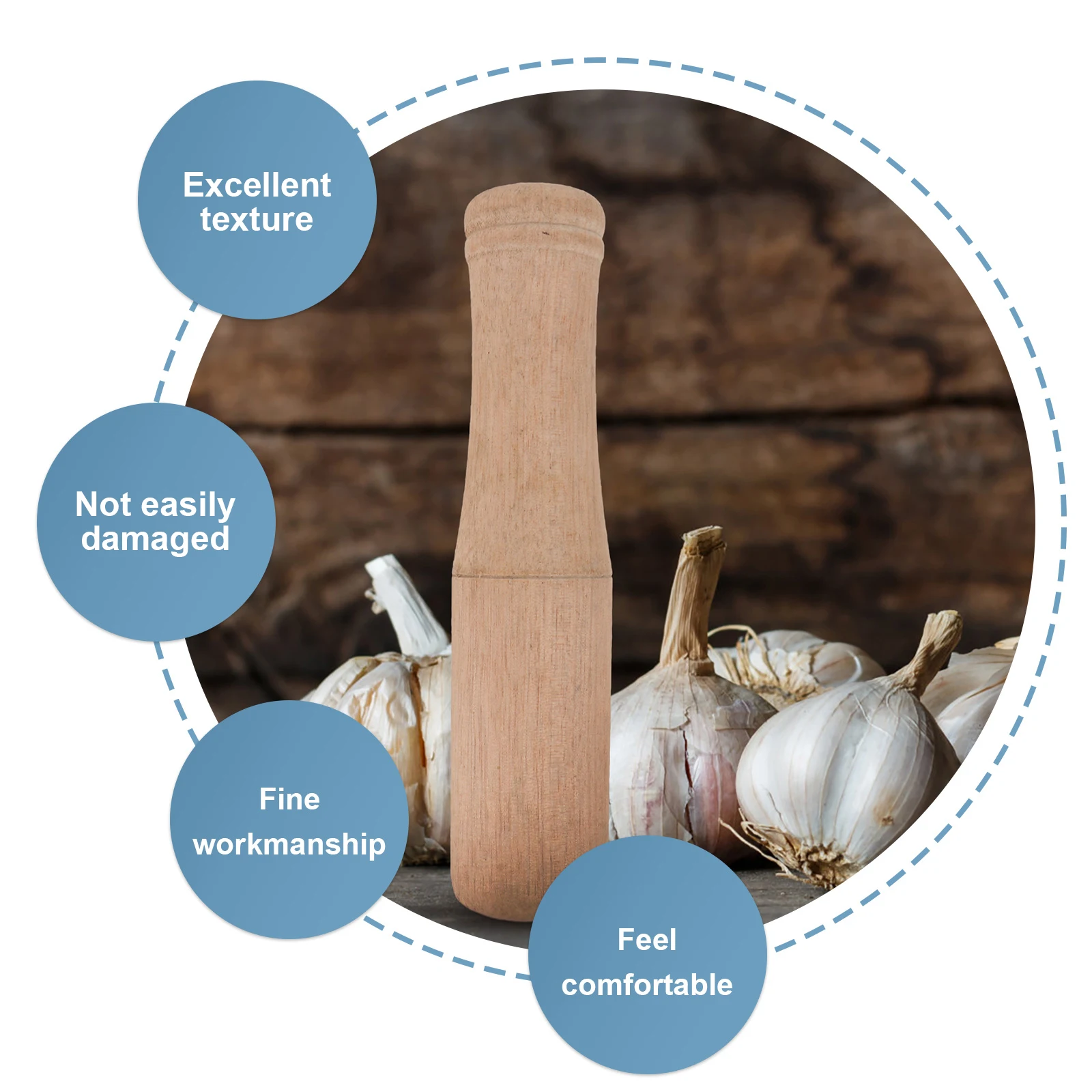 

Wooden Garlic Stick Pounder Muddler Tool Large Pestle Pounding Wand
