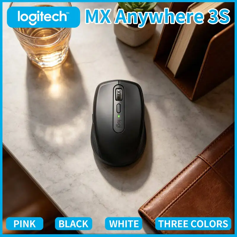Logitech MX Anywhere 3S Wireless Mouse - 8K DPI, MagSpeed Scroll, Silent Click, Anti-Slip Grip for Home Office Use