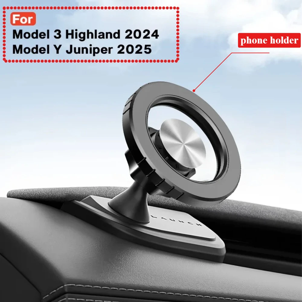 

Magnetic 360°Rotatable Mobile Phone Holder For Tesla Model 3 Highland /Y Juniper Traceless Base Disc Bracket Car Accessories