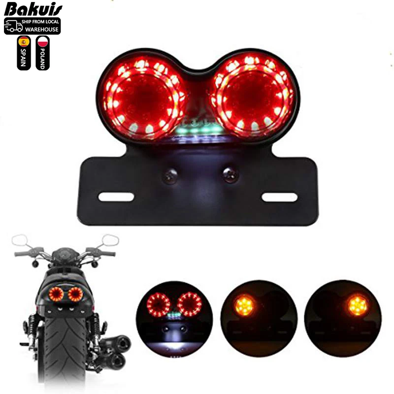 Universal Custom Motor Motorcycle Tail Light and License Plate Holder Turn Signals Brake Stop Lights for BMW Kawasaki