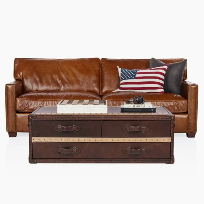 European-style antique suitcase, leather coffee table, American-style antique coffee table, bed and breakfast cigar