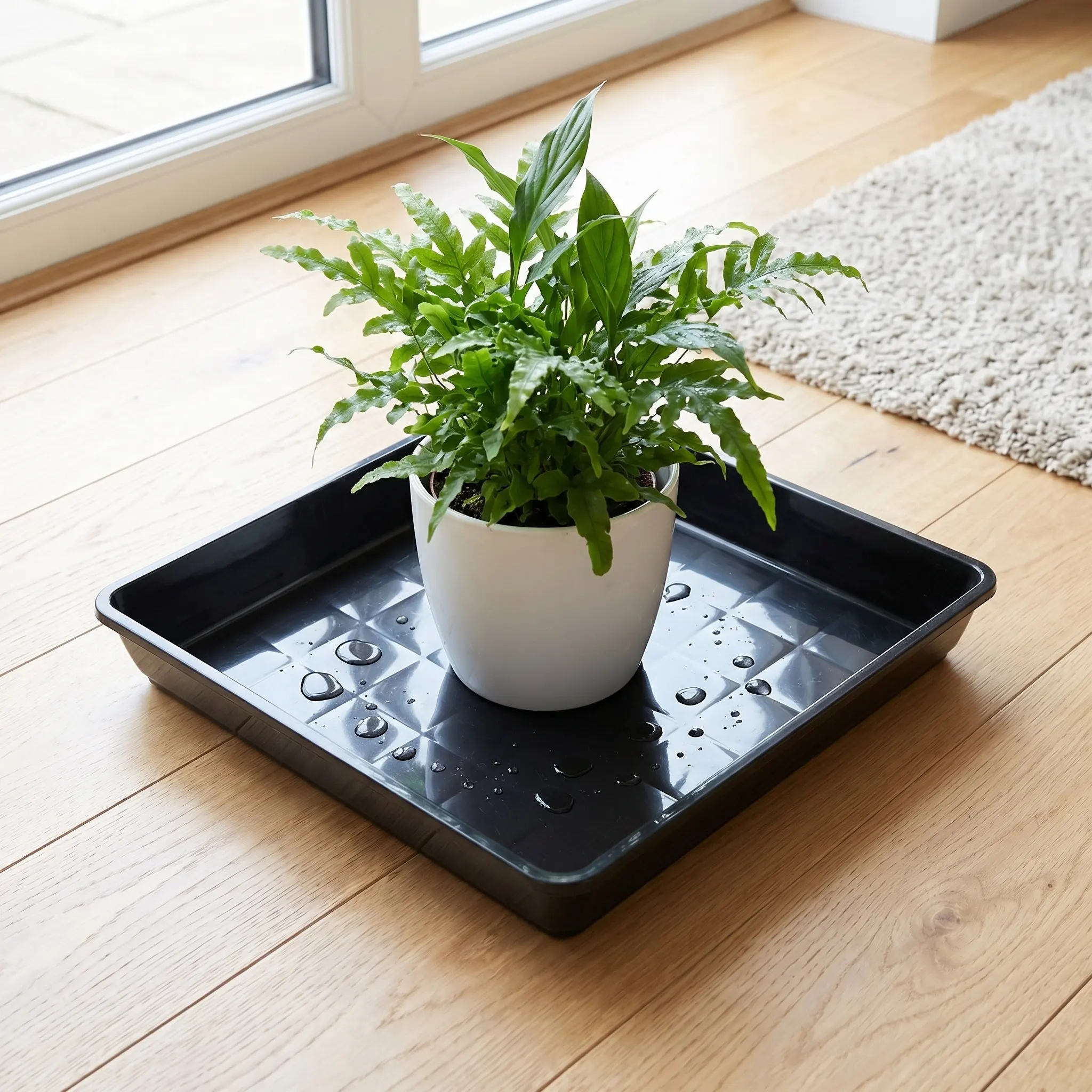 2Pcs Flower Pot Tray Thickened Rectangular Indoor Plant Saucers Leakproof Water Drainage Planter Saucer Planting Tray