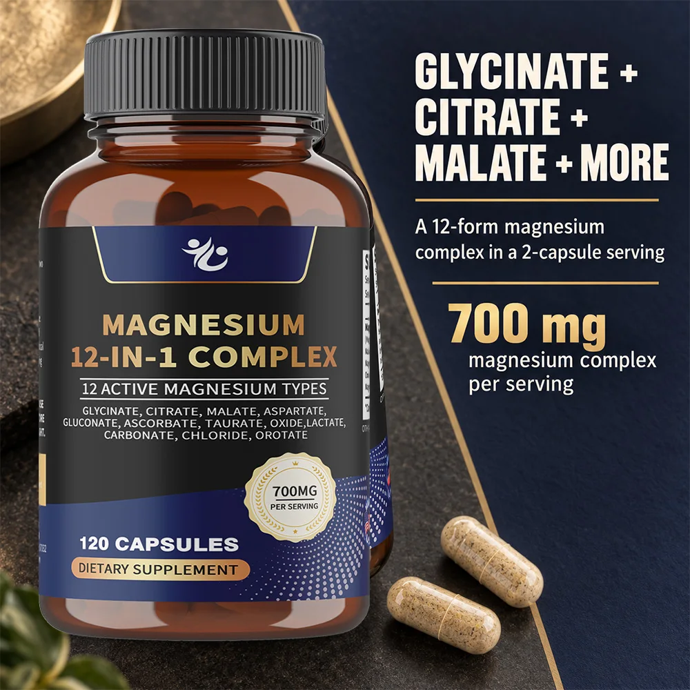 Magnesium Complex Capsules - Relieve Nerve Stress and Muscle Contraction, Support Bone and Immune Function