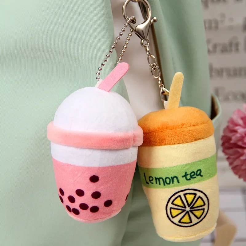 Cute Fruit Milk Tea Cup Plush Doll New Plush Doll Real Life Plush Keychain Bag Pendant for Female Kwaii 0