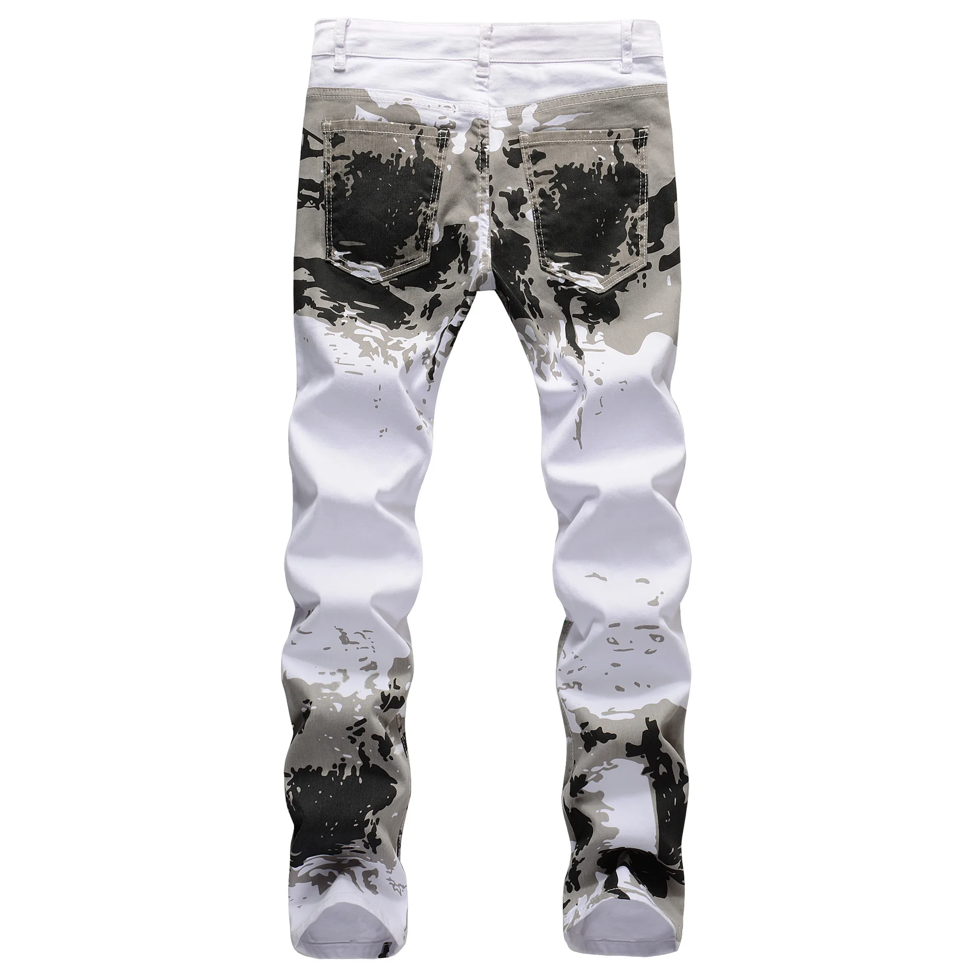 chareiharper plus size 5602 Europe and the United States white camouflage print stretch straight leg slim trend long pants men