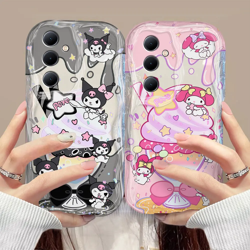 Niedliche Cartoon Kuromi Melodie 3d Welle Fall für Oppo A98 A94 A93 A92 A79 A78 A76 A58 A57 A55 A38 A17 A16 A15 4G 5G Rückseite