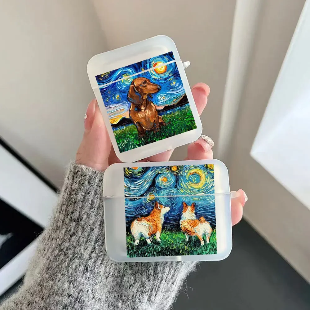 

Retro Oil Painting Dog Earphone Case for Airpods 4th 3rd 2 Pro Hard Covers for Airpod 2 3 1 Protective Accessorie Shell Fundas