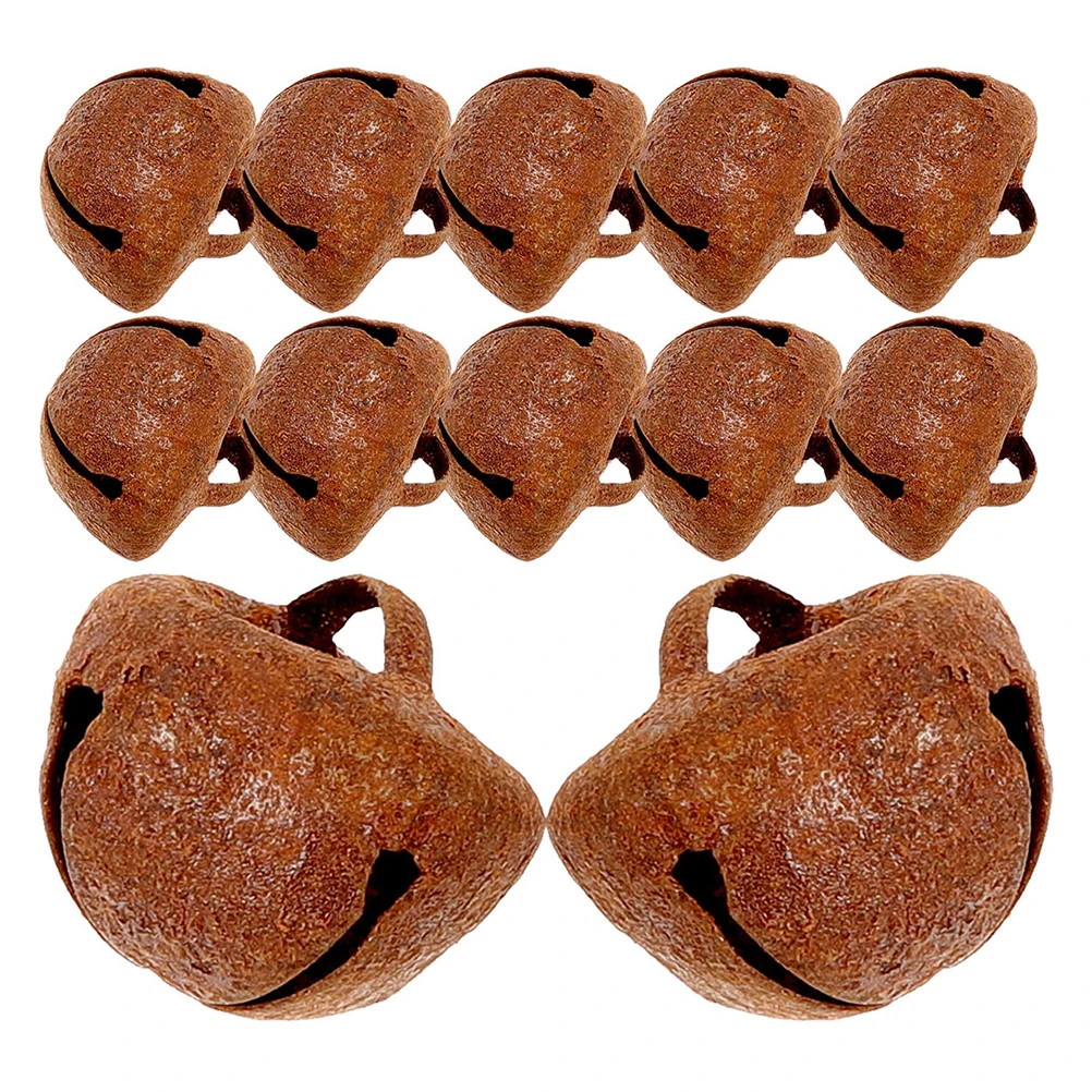 

50 pcs Vintage Rustic Iron Bells Retro Jingle Bell Decoration for Christmas Tree Door Hanging Ornament DIY Project
